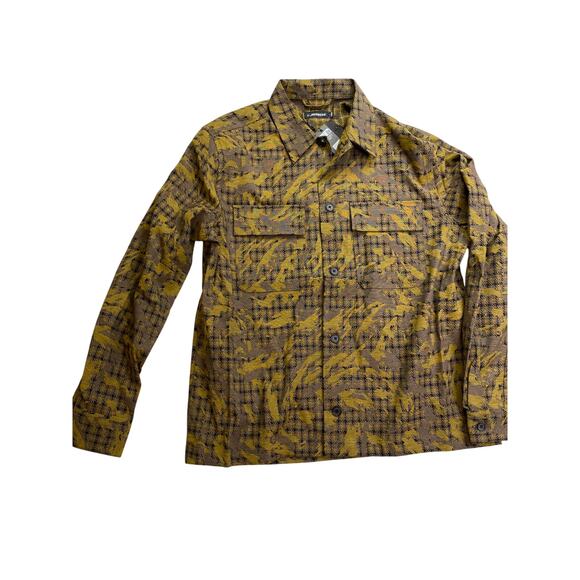 NWT J.Lindeberg Mens Reid Camo Check Jacquard Shirt, Daylily, Large, 400$ - Picture 4 of 6